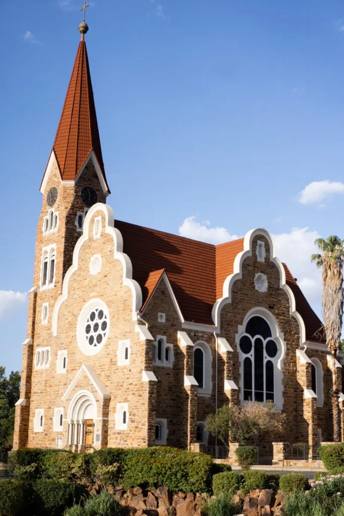 Christuskirche in Windhoek, Namibia under a blue sky