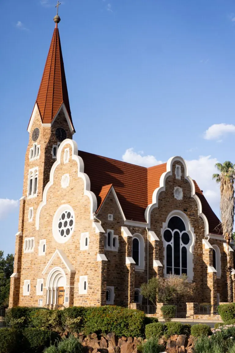 Christuskirche in Windhoek, Namibia under a blue sky